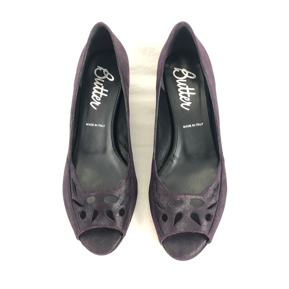 Butter Shoes Purple Peep Toe Kitten Heel Size 7